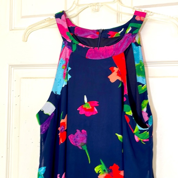 Betsey Johnson Halter Neck Navy Blue Floral Dress Size 8 - Picture 3 of 7